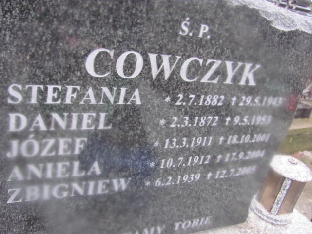 Daniel Cowczyk 1872 Oświęcim parafialny - Grobonet - Wyszukiwarka osób pochowanych